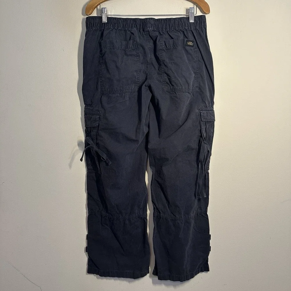 Superdry Parachute Cargo‎ Pants Black Wide Leg Zip Fly 32x31 03-54-76